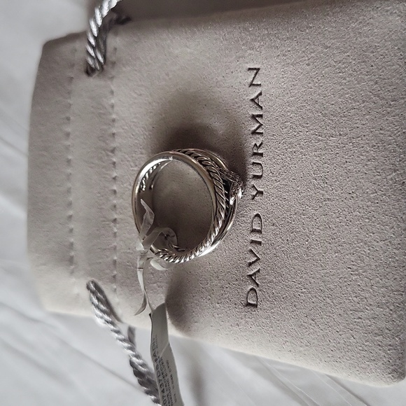 David Yurman Silver X Crossover Ring with Diamonds.#101